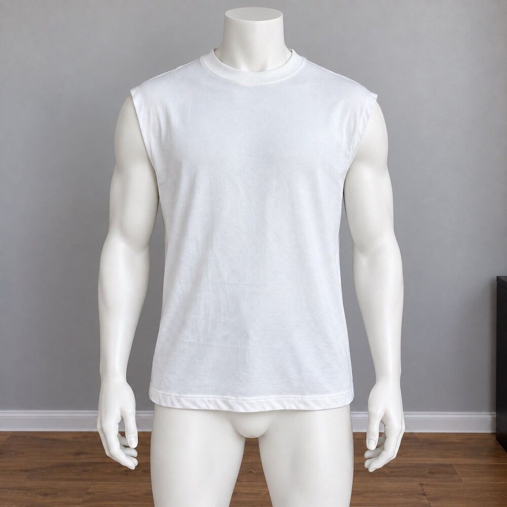 Adidas IK6144 Men's Sleeveless Fleece Cut Off Sweatshirt Off White Athletic XS